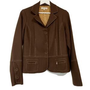 Margaret Oleary Women's Vintage Button Blazer Jacket Brown Size Large EUC FLAW